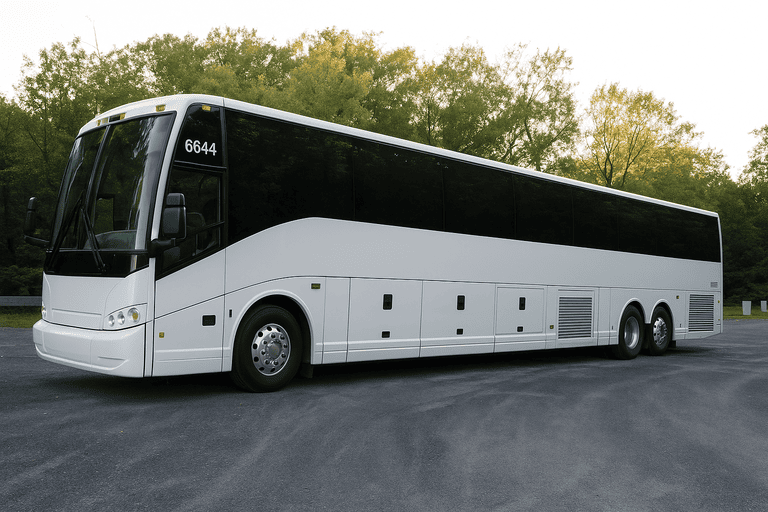 exterior of Bus Rental Company Cicero coach bus